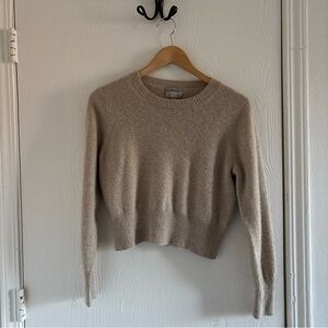 J.Crew Cashmere Cropped Sweater Women’s Size Large | Beige Crewneck Pullover